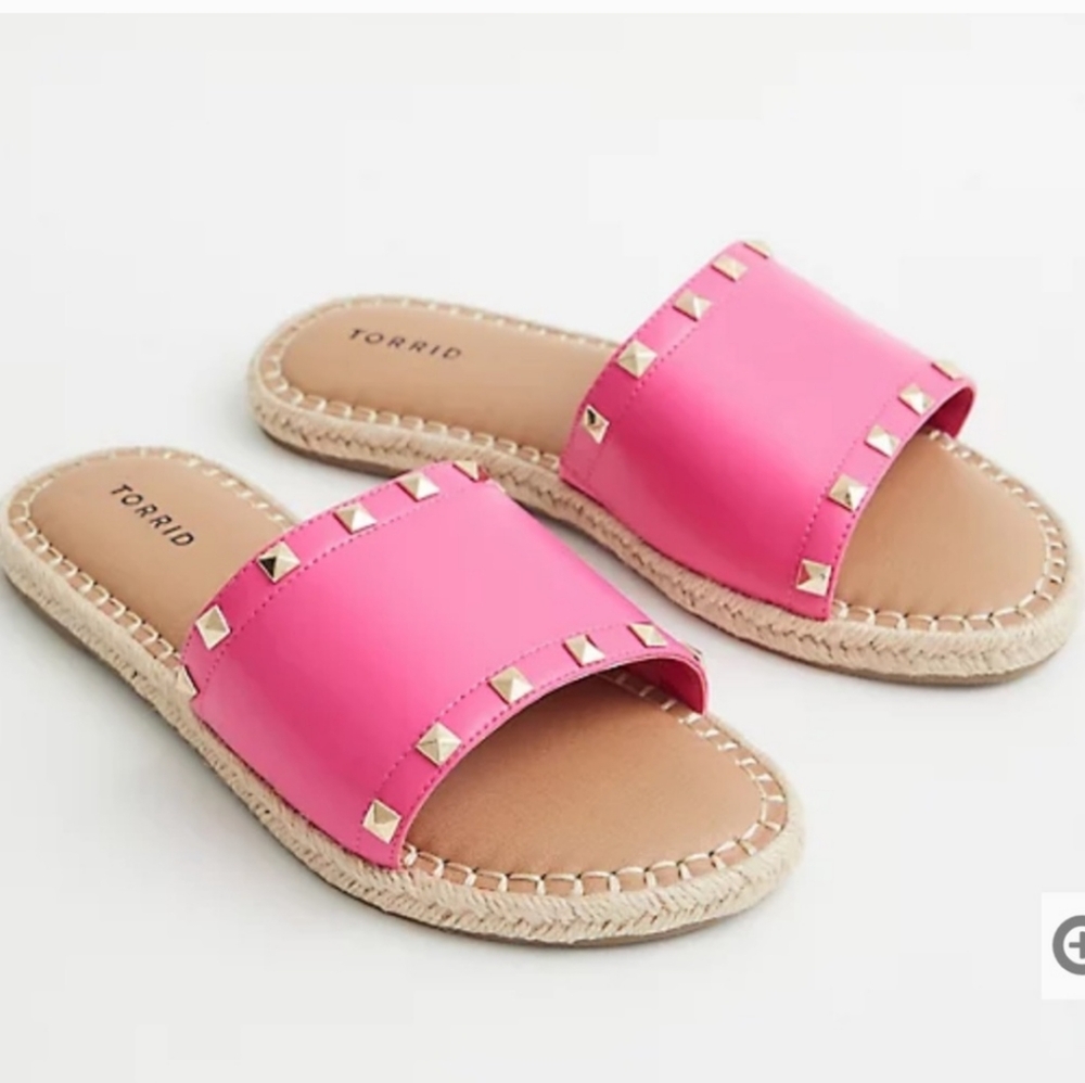 Torrid Pink Studded Espadrille Slides Size 10WW 10 Wide